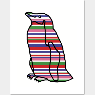 80s Colors Stripes Penguin Posters and Art